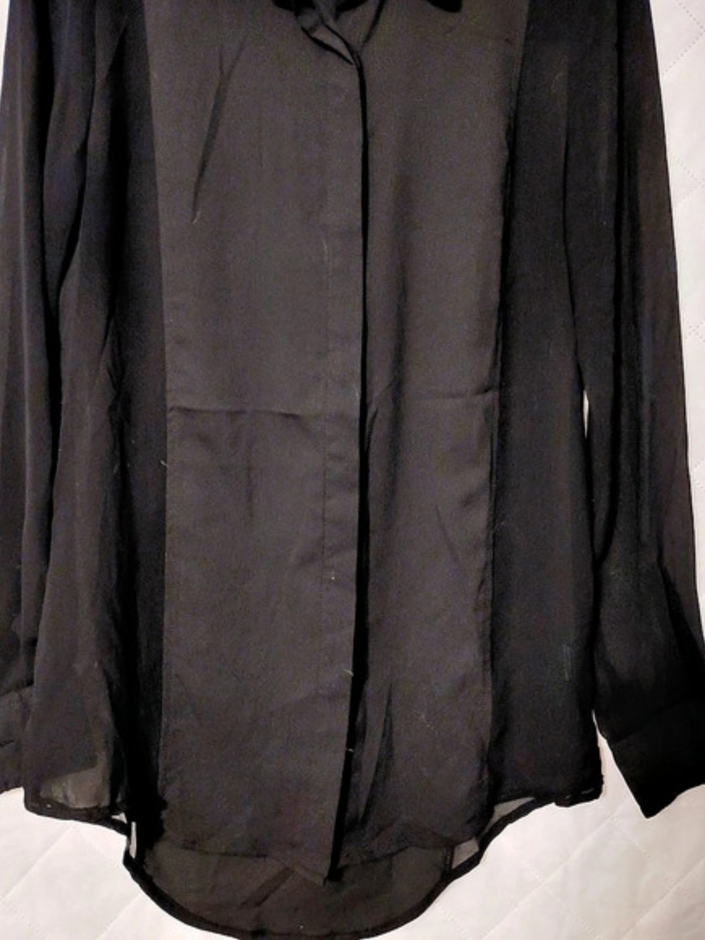 Rock & Republic Sheer Sleeve and sides Button Down Black Size XS
